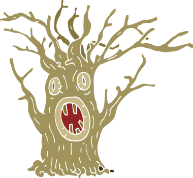 Bir insan tarafından çizilmiş karalama ürkünç ağaç.