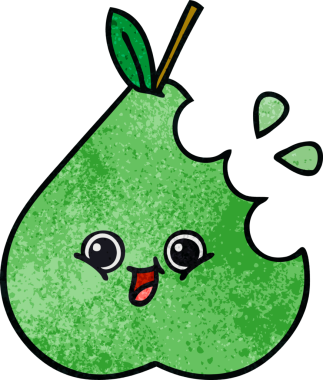 Bir insan tarafından çizilmiş yeşil armut retro grunge desen karikatürü