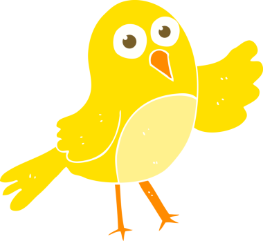 Bir insan tarafından çizilen kuşun düz renk çizimi