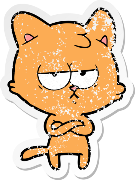 Bir insan tarafından çizilmiş sıkıntılı bir çizgi film kedisinin çıkartması.