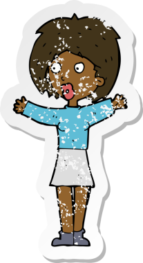 Bir insan tarafından çizilmiş endişeli bir karikatürün gerilimli çıkartması.