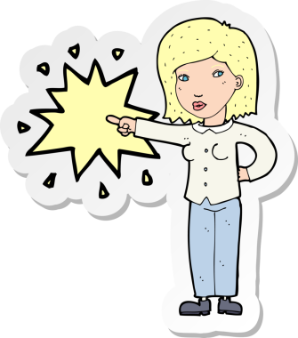 Bir insan tarafından çizilmiş bir karikatür kadının çıkartması.