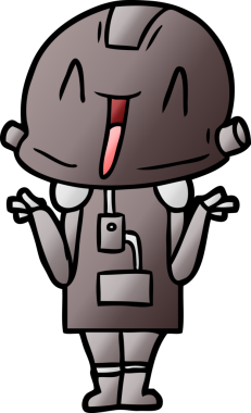 Bir insan tarafından çizilmiş çizgi film robotu