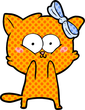 Bir insan tarafından çizilmiş çizgi film kedisi.