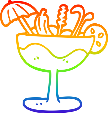 gökkuşağı gradyan çizgi çizimi bir insan tarafından çizilmiş tropik bir kokteyl