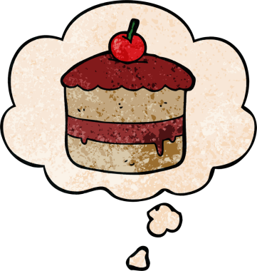 Bir insan tarafından çizilmiş grunge desenli düşünce baloncuklu çizgi film pastası.