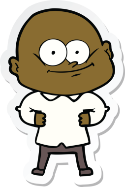 Bir insan tarafından çizilmiş kel bir adamın çıkartması.