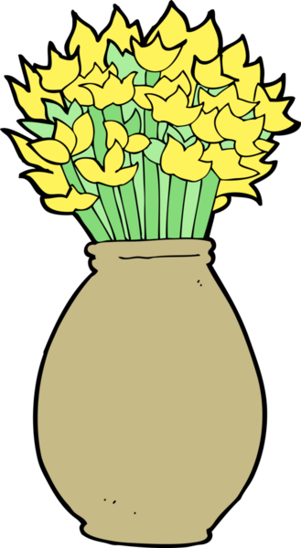 Bir insan tarafından çizilmiş çiçek vazosu.