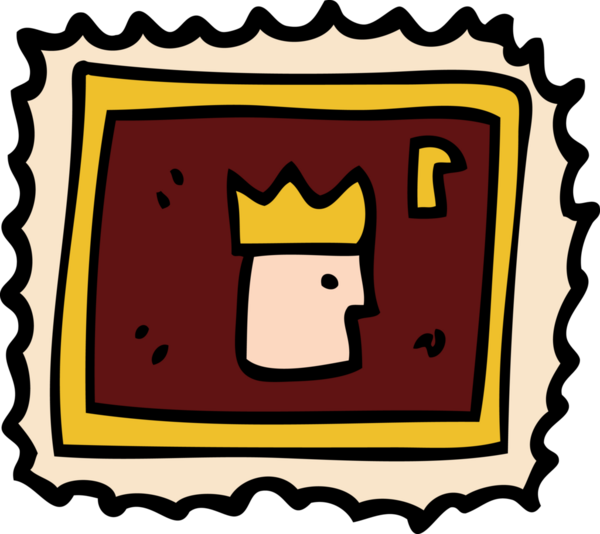 Bir insan tarafından çizilmiş bir karton pul.