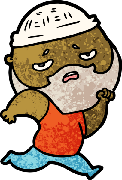 Bir insan tarafından çizilmiş sakallı endişeli bir adam.