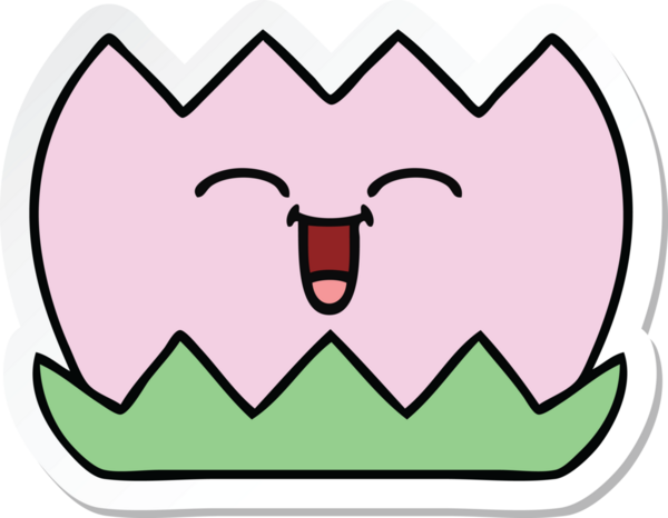 Bir insan tarafından çizilmiş şirin bir nilüfer çiçeğinin çıkartması.