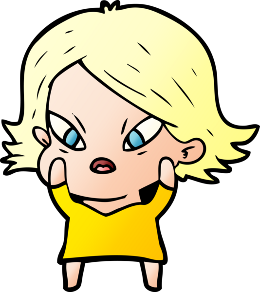 Çizgi film bir insan tarafından çizilmiş stresli kadın.