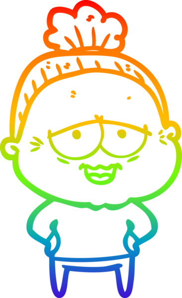 Gökkuşağı gradyan çizgi çizimi Bir insan tarafından çizilmiş mutlu yaşlı kadın