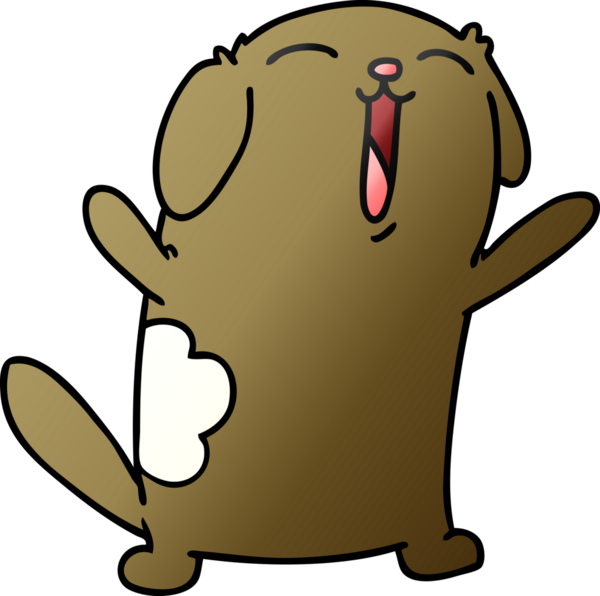 Bir insan tarafından çizilmiş kawai sevimli köpek çizimi.