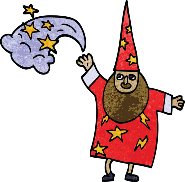 çizgi film karalama sihirbazı bir insan tarafından çizilmiş büyü