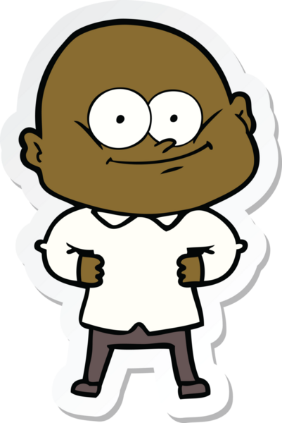 Bir insan tarafından çizilmiş kel bir adamın çıkartması.