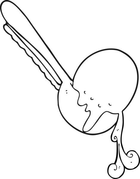 Bir insan tarafından çizilmiş siyah beyaz bir dondurma kepçesi.