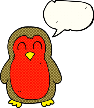 Bir insan tarafından çizilmiş serbest çizilmiş çizgi roman konuşma balonu, noel robini.