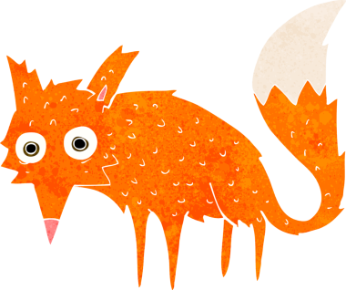 Bir insan tarafından çizilmiş komik tilki çizgi filmi.