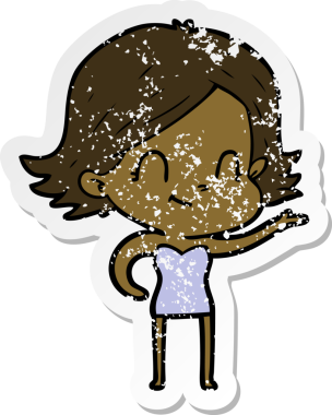 Bir insan tarafından çizilmiş, karikatür dostu bir kızın sıkıntılı çıkartması.