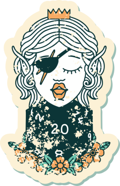 Retro Dövme Tarzı Bir insan tarafından çizilmiş doğal yirmilik zarlı düzenbaz karakter