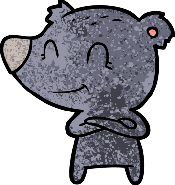 Bir insan tarafından çizilmiş gülümseyen ayı çizgi filmi.