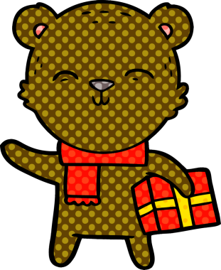 Bir insan tarafından çizilmiş mutlu çizgi film ayısı.