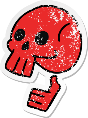 Bir insan tarafından çizilmiş garip bir el karikatürü kafatası.