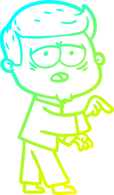 Bir insan tarafından çizilmiş, yorgun bir adamın soğuk çizgi çizimi.