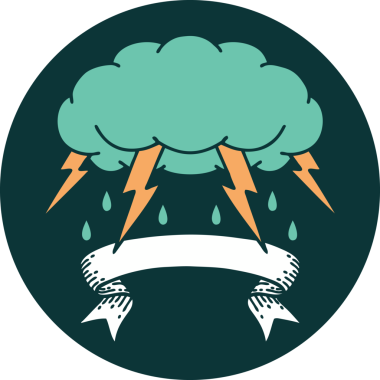 Bir insan tarafından çizilmiş fırtına bulutu pankartıyla dövme biçimi simgesi