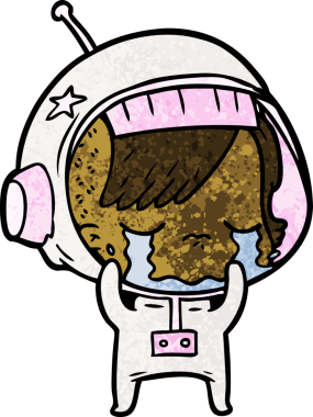 Bir insan tarafından çizilmiş ağlayan astronot kız.