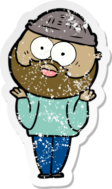 Bir insan tarafından çizilmiş sakallı bir adamın sıkıntılı çıkartması.