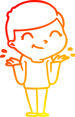 Bir insan tarafından çizilmiş gülümseyen çizgi film çocuğu çizimi.