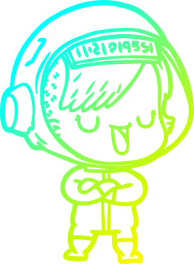 Bir insan tarafından çizilmiş soğuk gradyan çizgili astronot kadın çizimi.