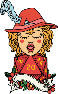 Bir insan tarafından çizilmiş 20 zarlı Retro Dövme Tarzı insan ozanı