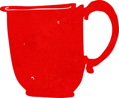 Bir insan tarafından çizilmiş karikatür kupası.