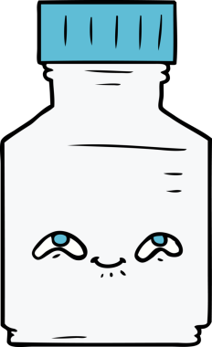 Bir insan tarafından çizilmiş karikatür hapı kavanozu.