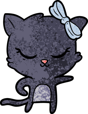 Bir insan tarafından çizilmiş sevimli çizgi film kedisi.