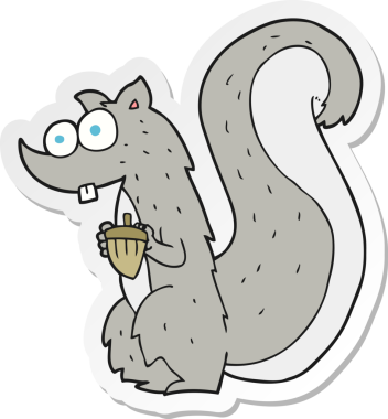 Bir insan tarafından çizilmiş fındıklı çizgi film sincabı çıkartması.