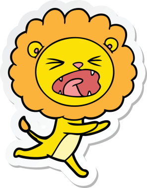 Bir insan tarafından çizilmiş koşu aslanının çıkartması.