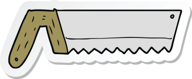 Bir insan tarafından çizilmiş eski bir testere karikatürü.