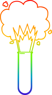 Bir insan tarafından çizilen test tüpünde patlayan kimyasalların çizdiği gökkuşağı gradyanı çizimi