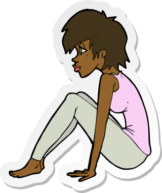 Bir insan tarafından çizilmiş bir karikatür kadının çıkartması.