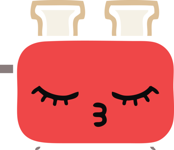 Bir insan tarafından çizilmiş bir tost makinesinin düz renkli retro karikatürü