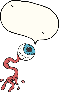 Bir insan tarafından çizilmiş serbest konuşma balonu karikatürü iğrenç göz.