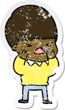 Bir insan tarafından çizilmiş stresli bir çizgi film çıkartması.