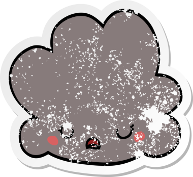 Bir insan tarafından çizilmiş karikatür bulutunun sıkıntılı çıkartması.