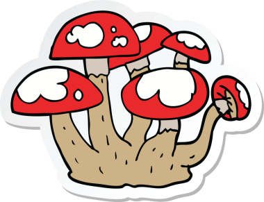 Bir insan tarafından çizilmiş bir mantar çıkartması.