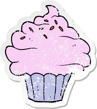 Bir insan tarafından çizilmiş karikatür kekinin sıkıntılı çıkartması.