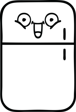 Bir insan tarafından çizilmiş bir buzdolabı karikatürü.